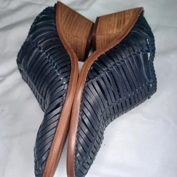 Sundance Veracruz Bella Notte leather Stacked Heel Boho Mules - Picture 8 of 16